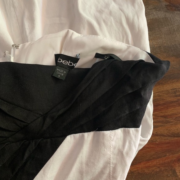 Bebe Linen Black & White Strapless Dress - Picture 5 of 6